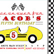 Vintage Race Car Birthday Party Printable Invitation - Yellow, Black and Red